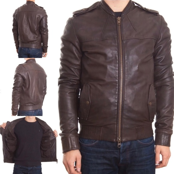 All Saints Other - AllSaints Leather ‘Jack’ Bomber Jacket UK Size Large Brown Autumn Winter
